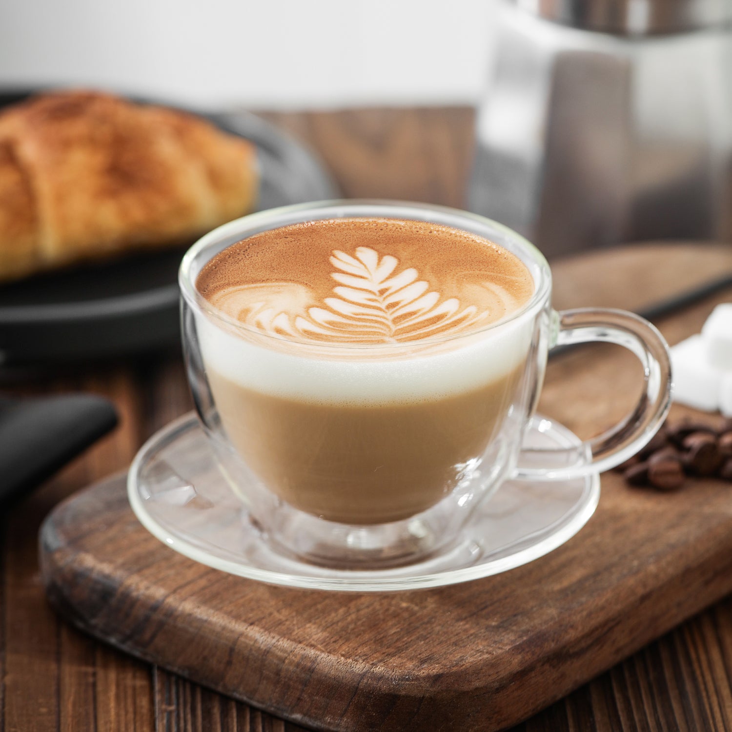 Set of 4 Double Wall Glass Tea Cups With Saucers - High - Quality, Transparent Glass for Hot Beverages, Multiple Sizes Available