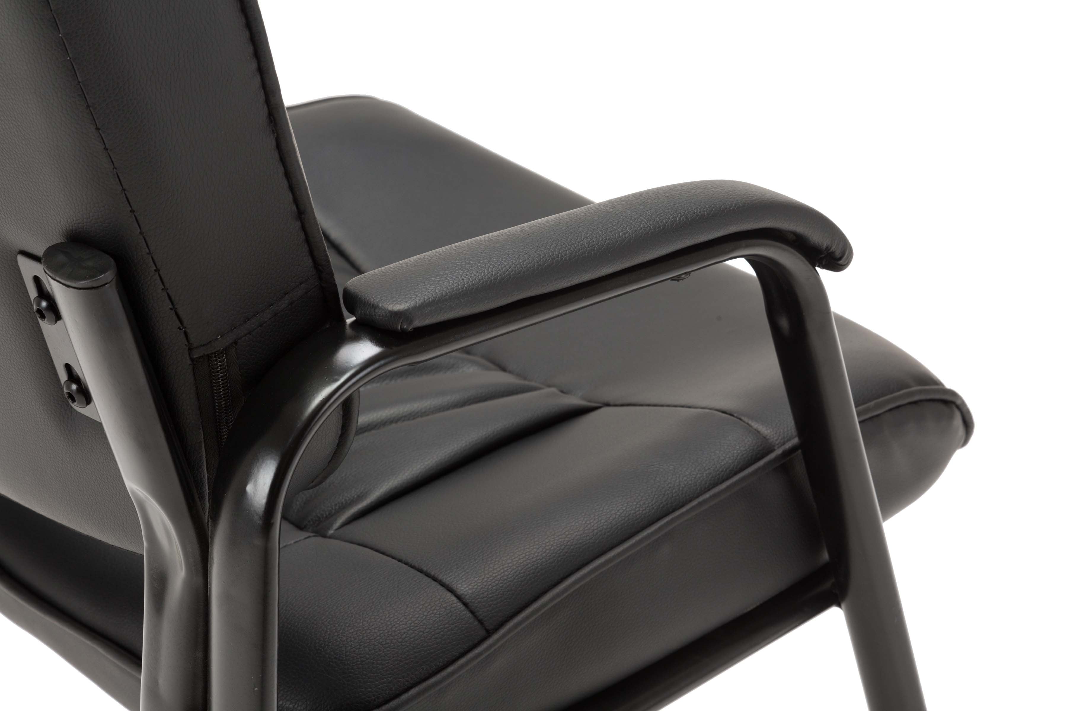 BTEXPERT Black Leather Office Chair - Ideal for Reception, Conference, and Home Office with Ergonomic Design and Durable Construction