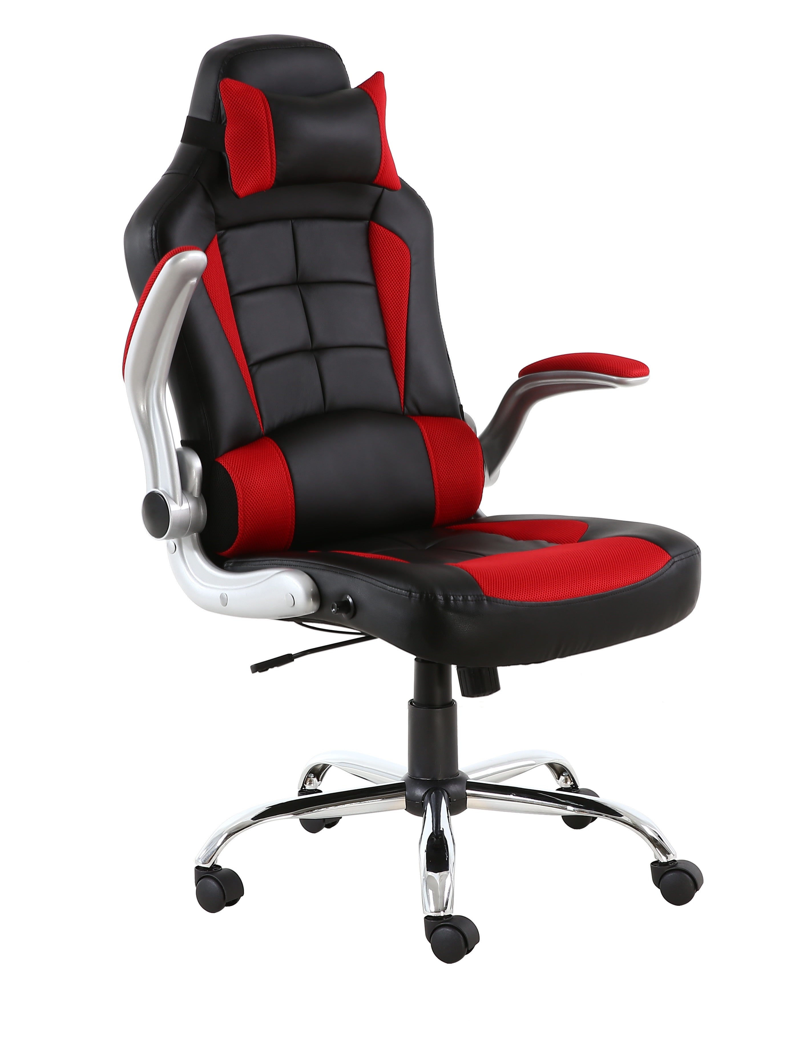 BTExpert High Back Reclining Leather Chair - Executive Racing Office Gaming Chair in Black and Red with Ergonomic Features and Adjustable Components