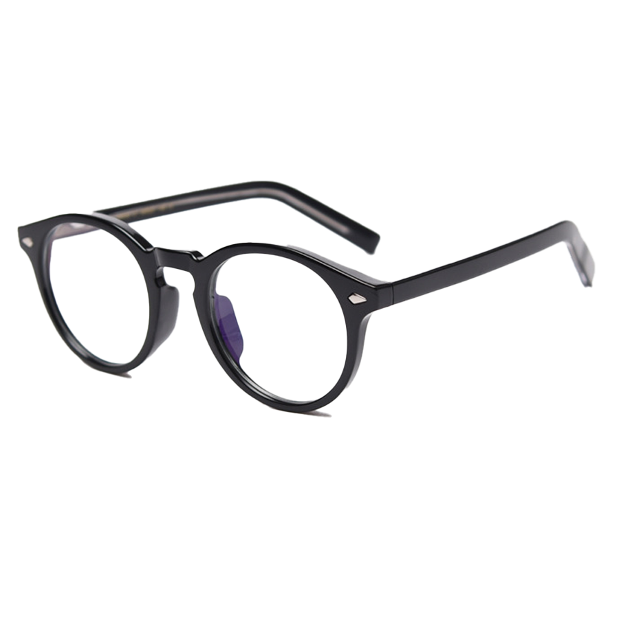 Japanese Retro Literary Round Full – Rim Eyeglasses for Men & Women in Bright Black, Gray, White, Yellow Tortoise – Anti – Blue Light Option