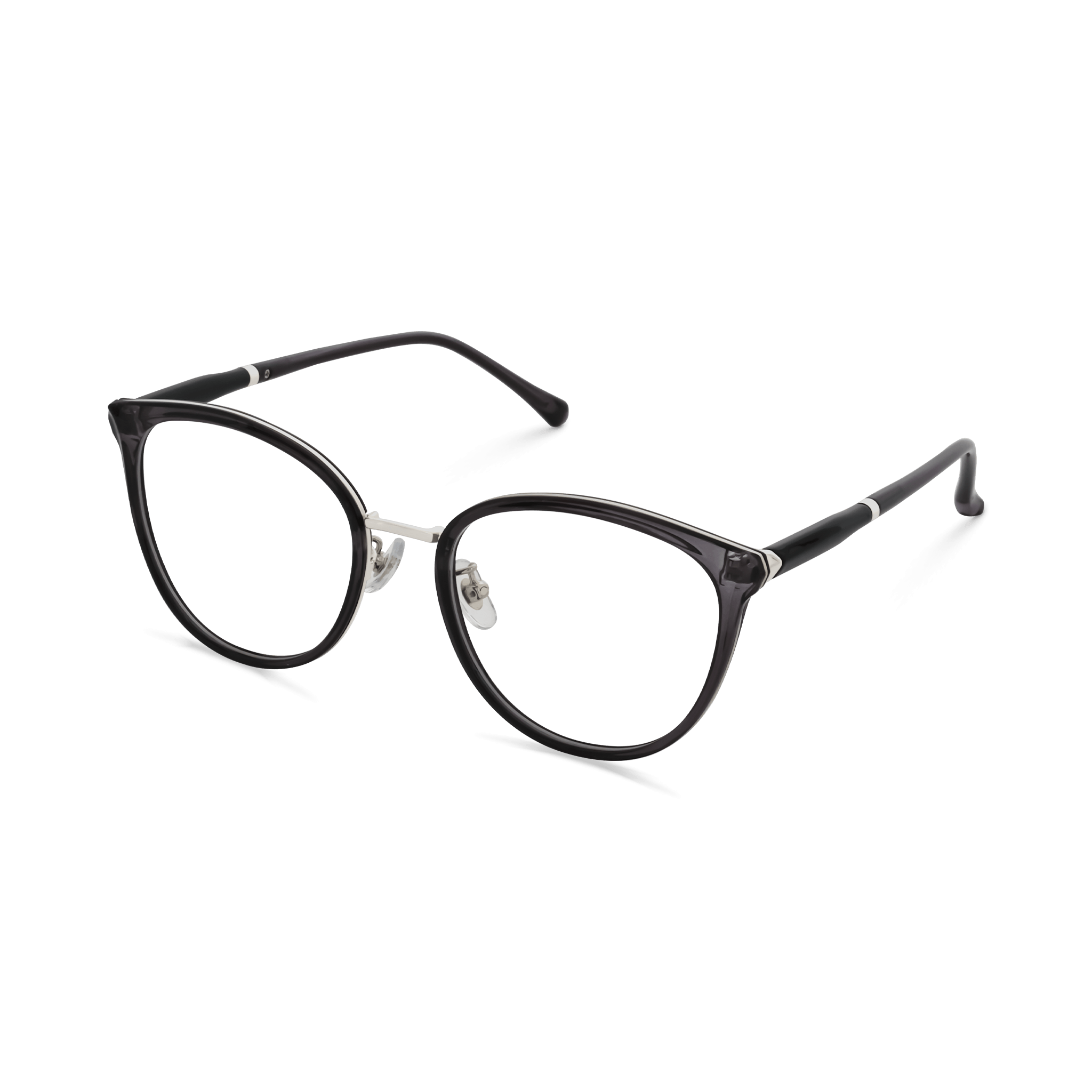 Melissa - Crystal Grey Optical Eyeglasses: Modern Cat - Eye/Round Hybrid Frames with Lightweight Design and Stylish Accents