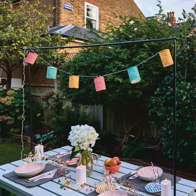 Solar / Battery Powered Multi - Color Decorative Lantern Chain with 6 Warm White LEDs for Indoor & Outdoor Festive Decor