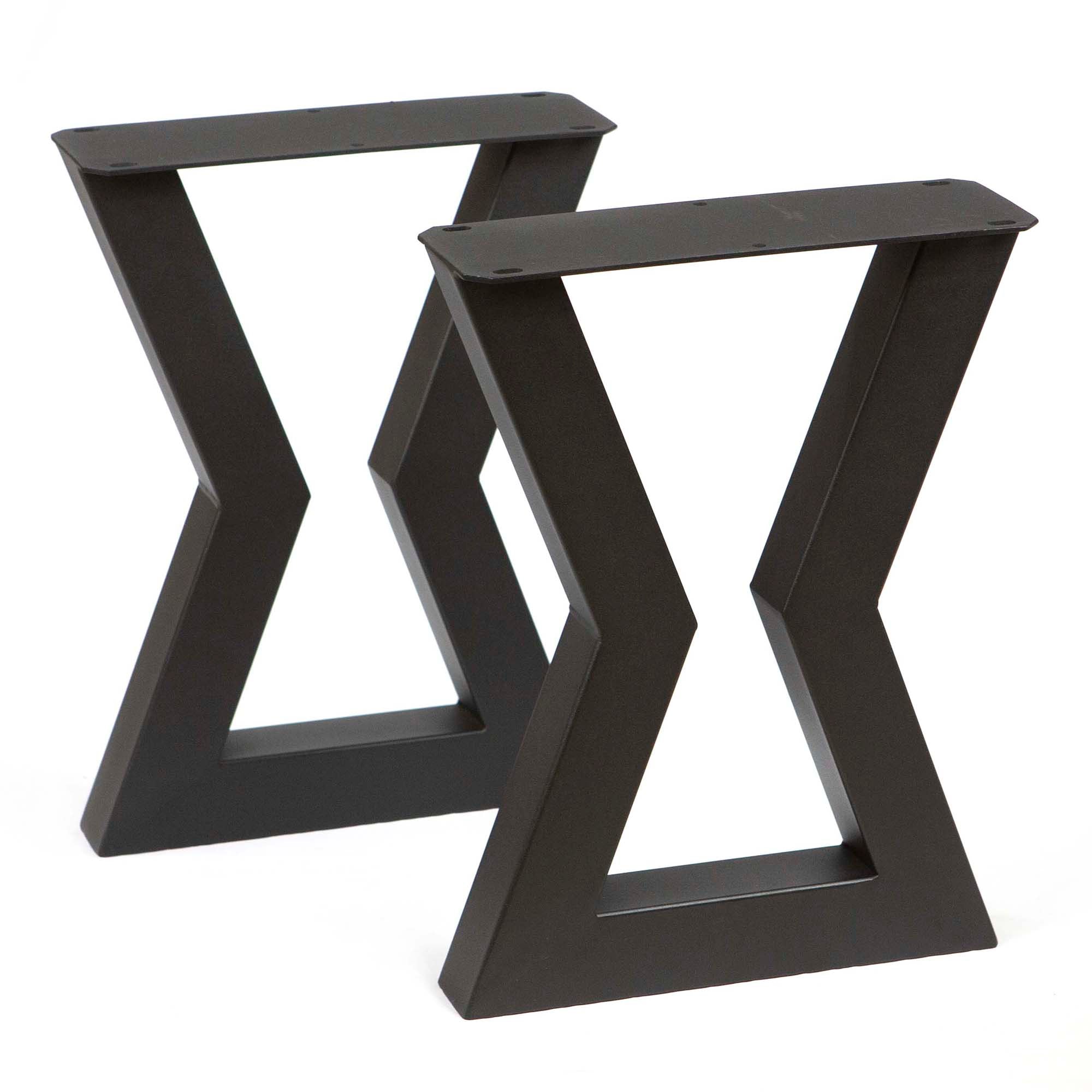 Sleek X - Shaped Bench Legs (Pair #ST2900) - Modern Z - Design, High - Quality Metal & Wood, Ideal for DIY Tables