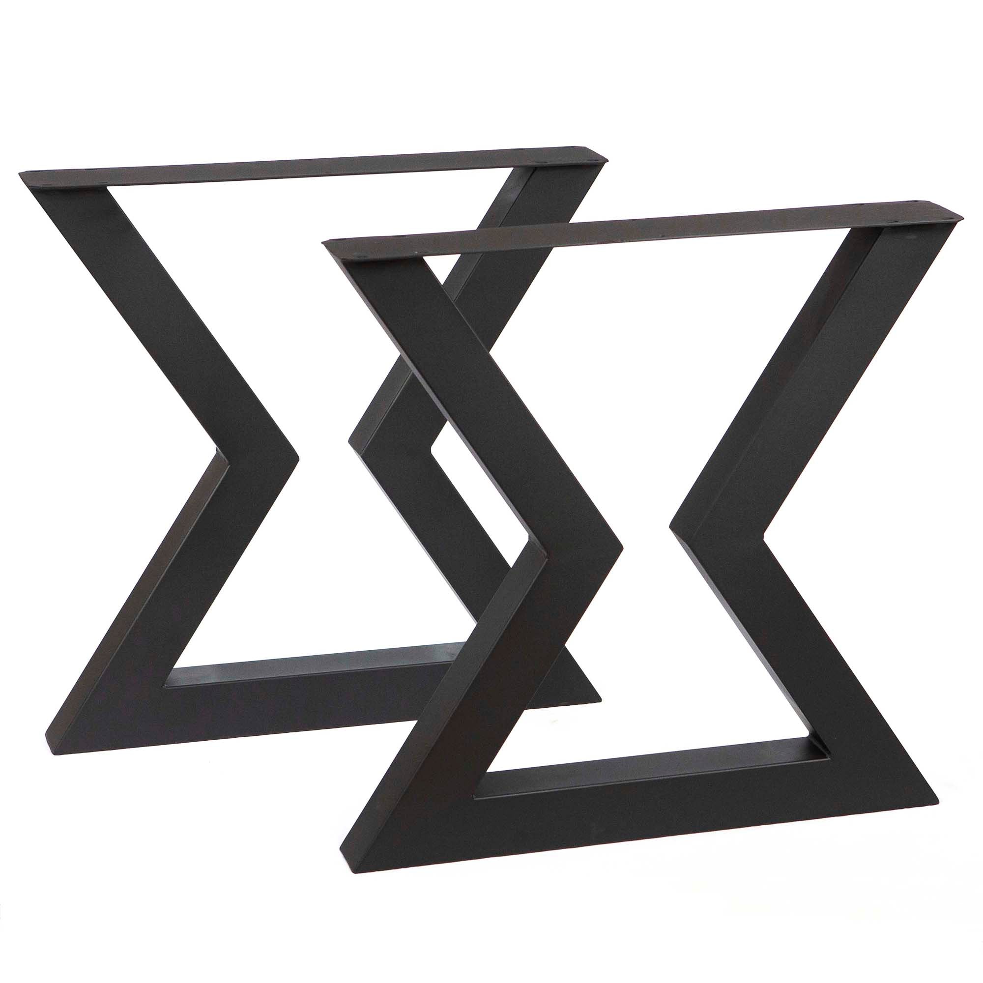 Sleek X - Shaped Dining Table Legs, Pair #ST2910 - Modern Z - Design, Black Powder - Coated, Adjustable Feet for Small to Medium Tables
