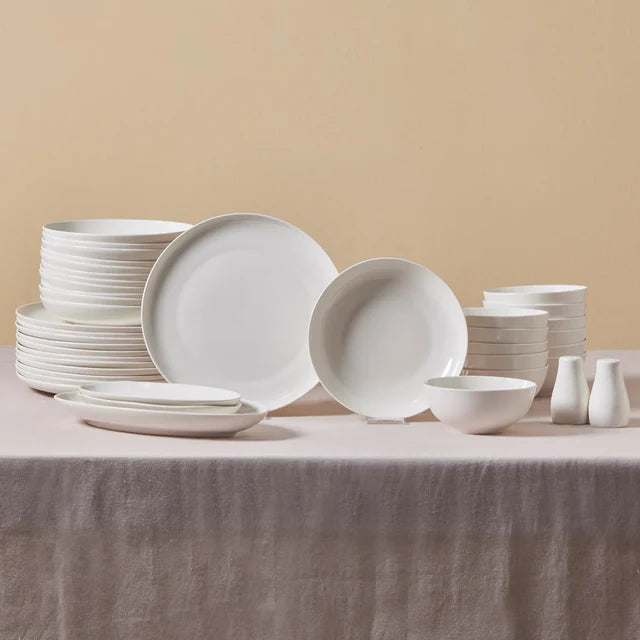 Karaca Forever Bone Allure 41 - Piece Dinnerware Set for 12: Lead - Free, Modern Bone China with Space - Saving Design