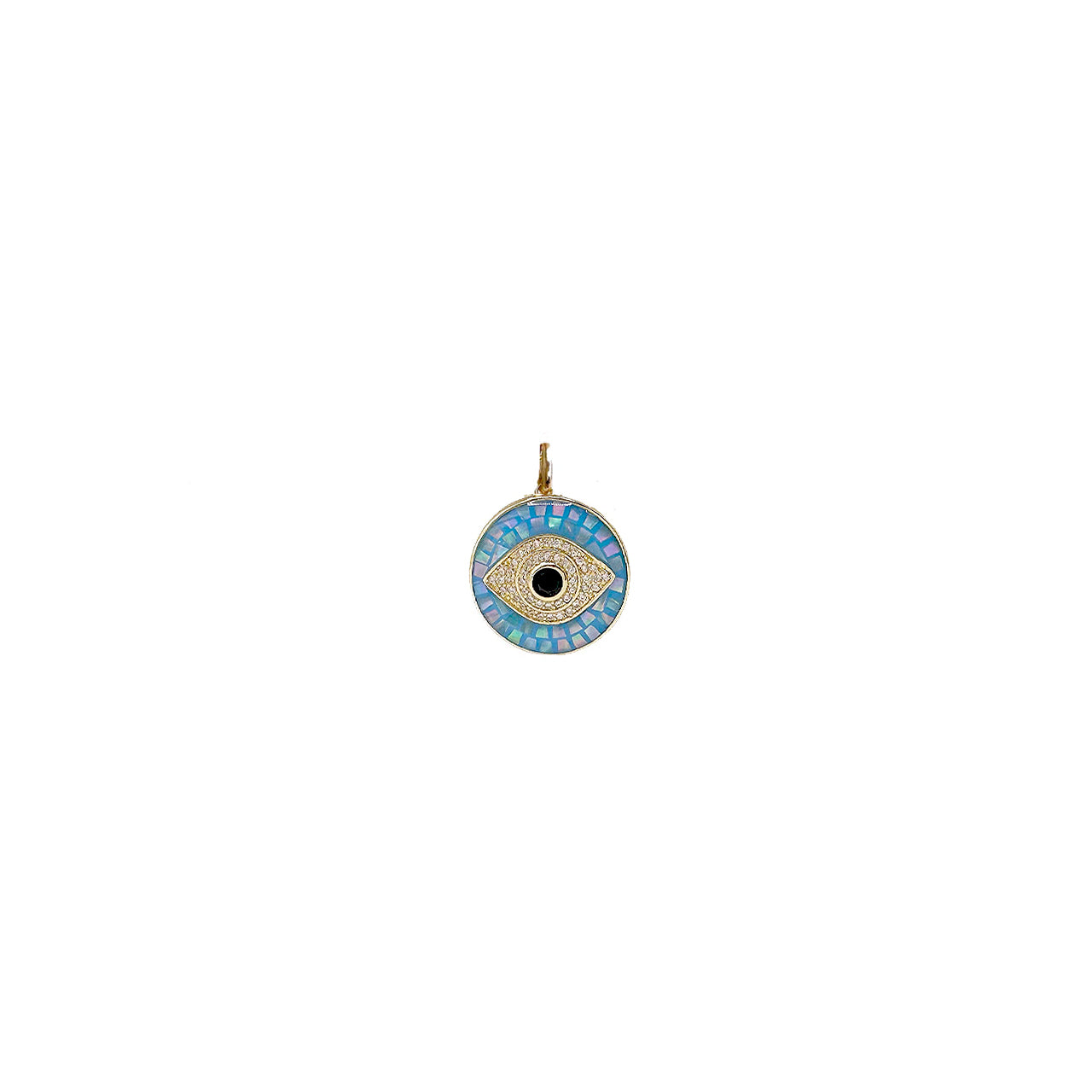 Mosaic Evil Eye Charm: Gold - Toned, Multi - Colored Pendant with CZ Accents for Necklaces and Bracelets, Symbolizing Protection