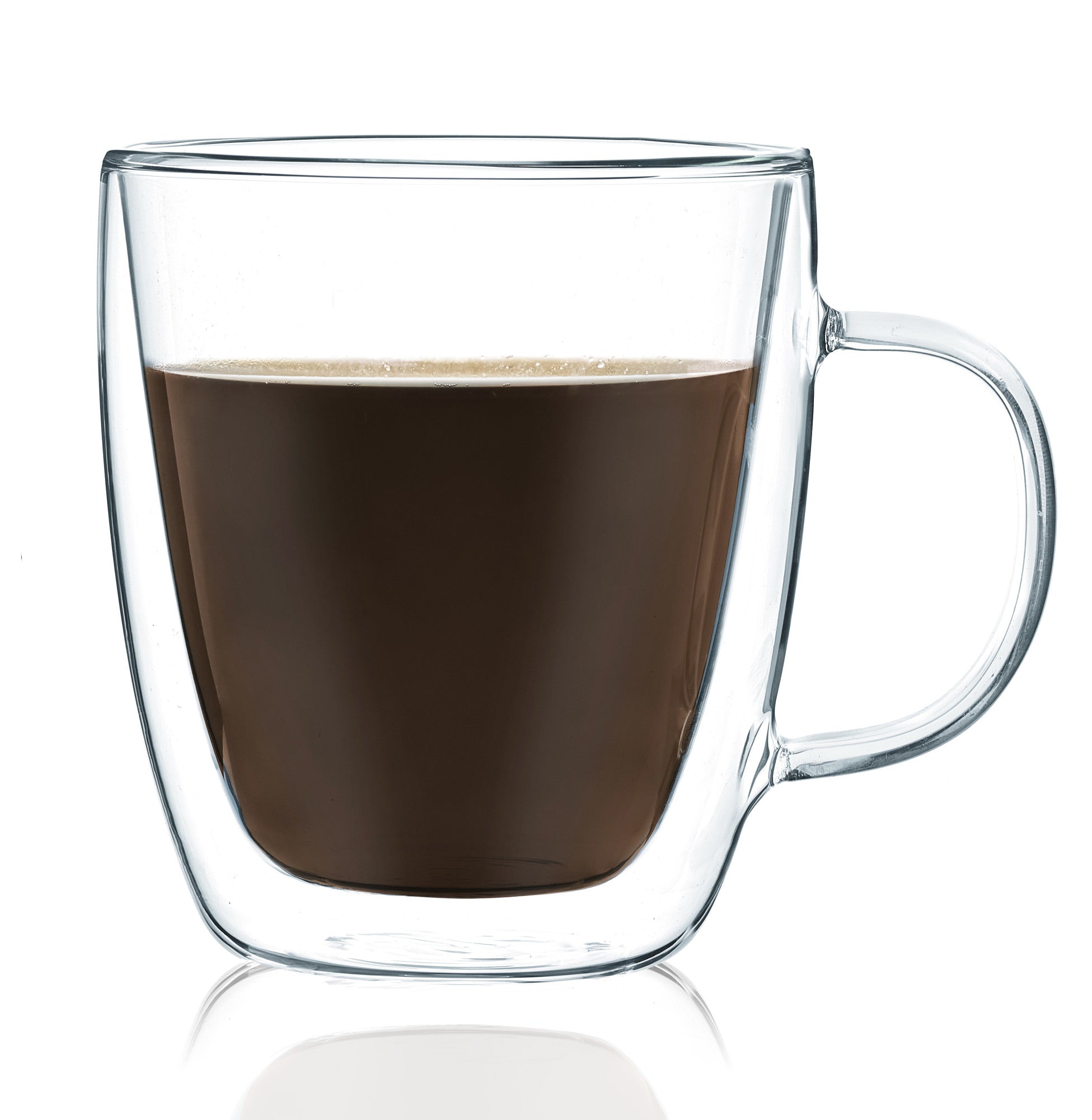 Set of 4 Double Wall Glass Mugs - Transparent Borosilicate, 12 - 16 oz, Ideal for Hot & Iced Drinks, Modern Design