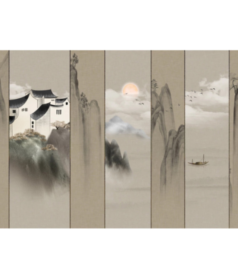 new pic( china) Products 13: Premium Multi - Panel Chinese Ink - Wash Wall Mural for Interior Spaces