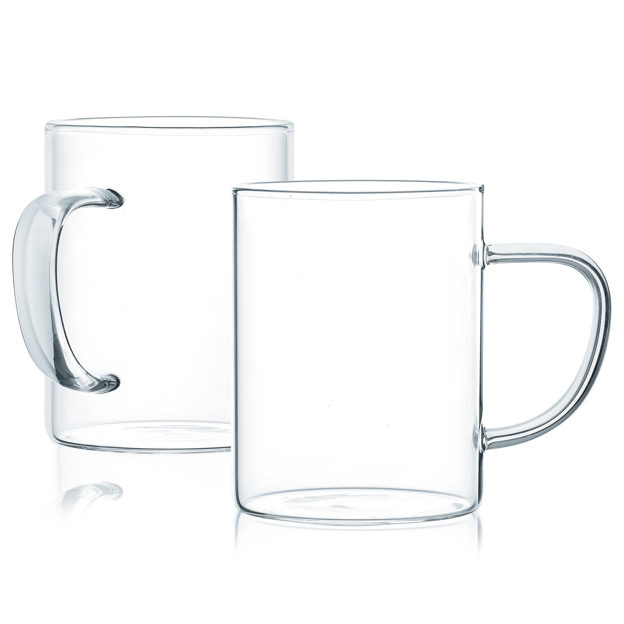 Set of 4 Modern Minimalist Clear Glass Mugs with Heat - Resistant Borosilicate Glass, 12 - 16 oz Capacity for Hot & Cold Beverages