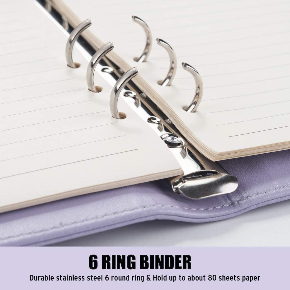 A6 Budget Binder - Multi - Color, Durable Faux Leather, 6 - Ring Organizer for Daily Use, Travel & Finance Tracking